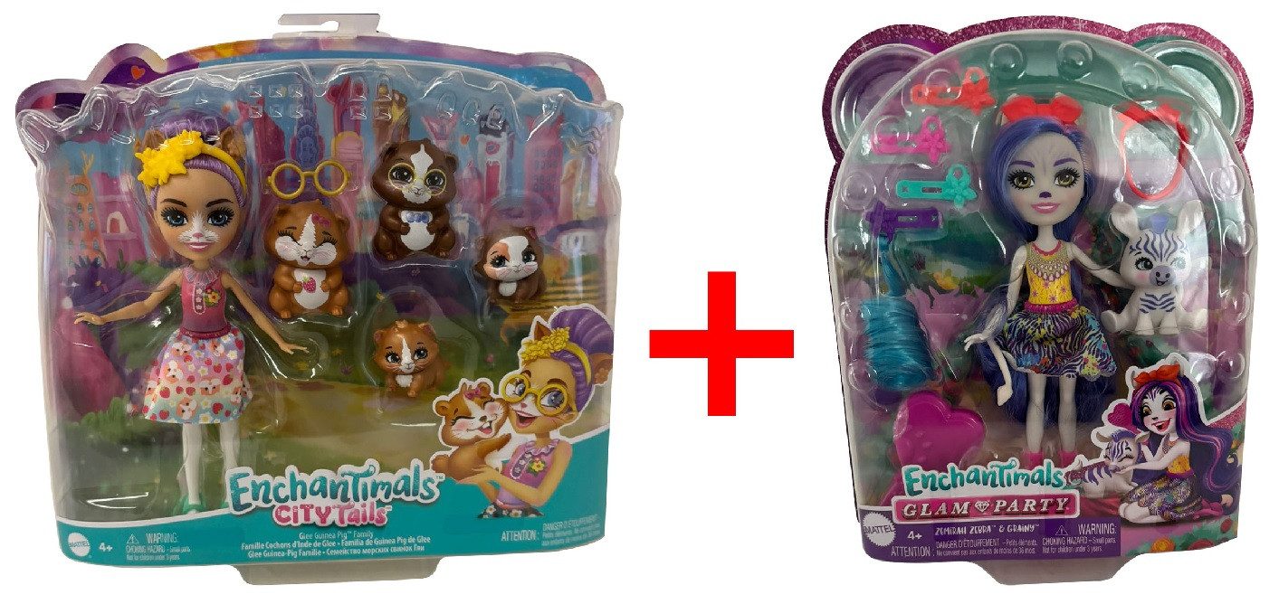 Enchantimals Spielfigur 2er-Set Enchantimals GJX43 City Tails Glee Meerschweinchen-Mädchen + H