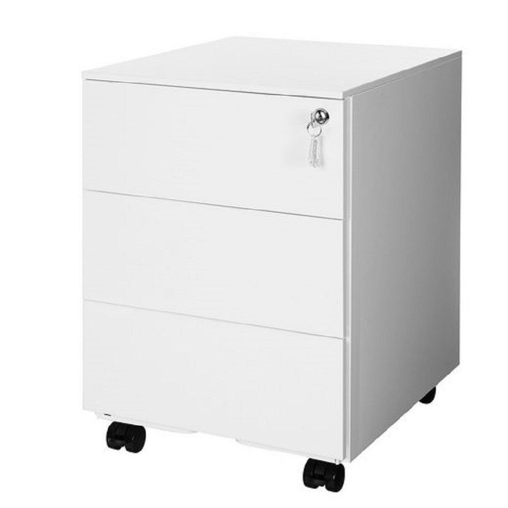 SONGMICS Rollcontainer Schubladenschrank, mobiler Aktenschrank, Metallschrank 45x39x53cm