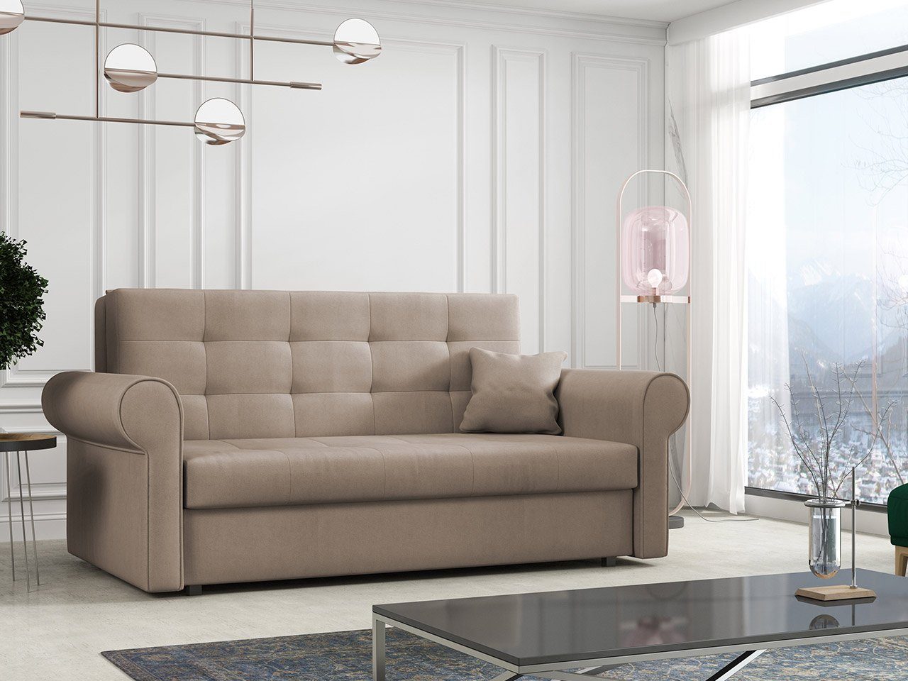 MIRJAN24 Schlafsofa Viva Silver III, 3 Sitzer, mit Schlaffunktion und Bettkasten Mono 232