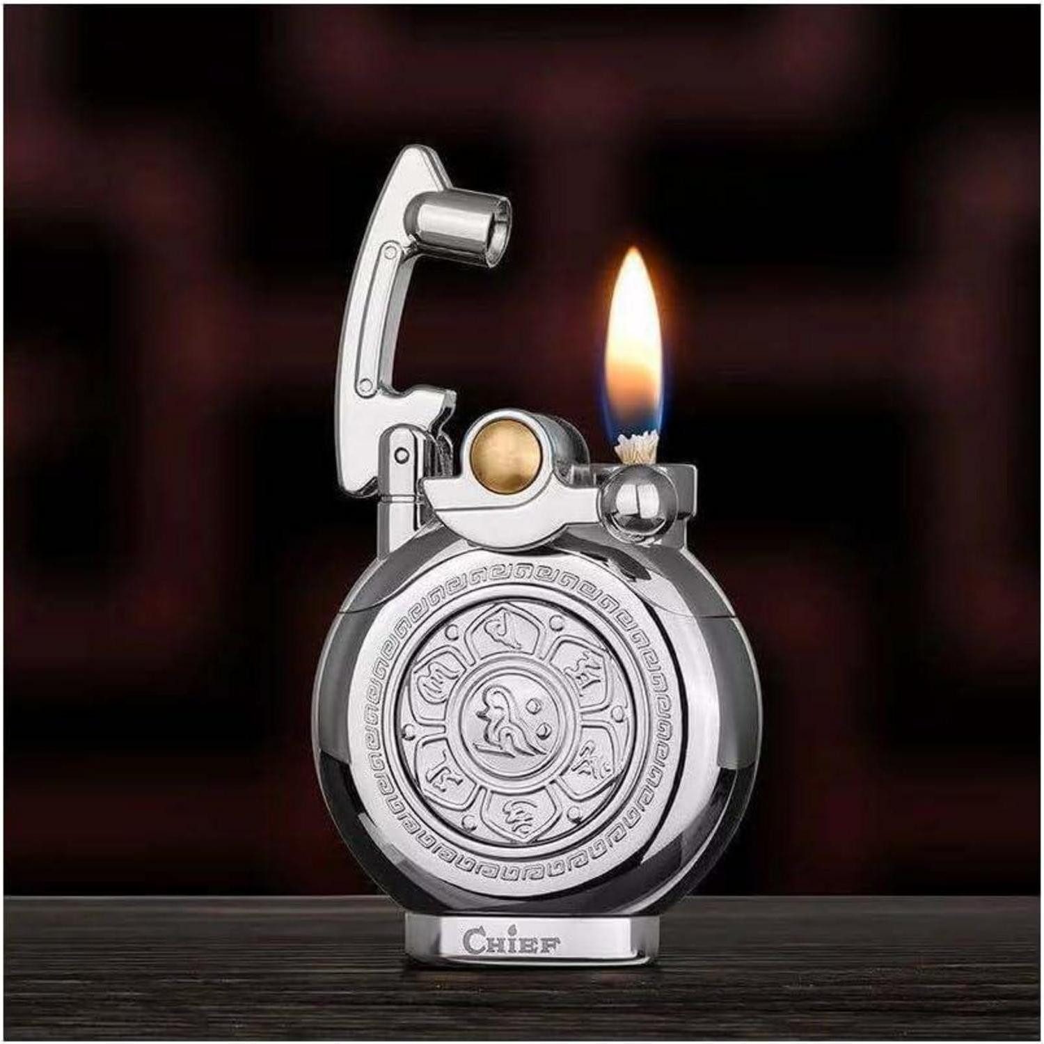 LuxusKollektion Зажигалки Vintage Antikes Feuerzeug Silber winddichtes Trenchfeuerzeug