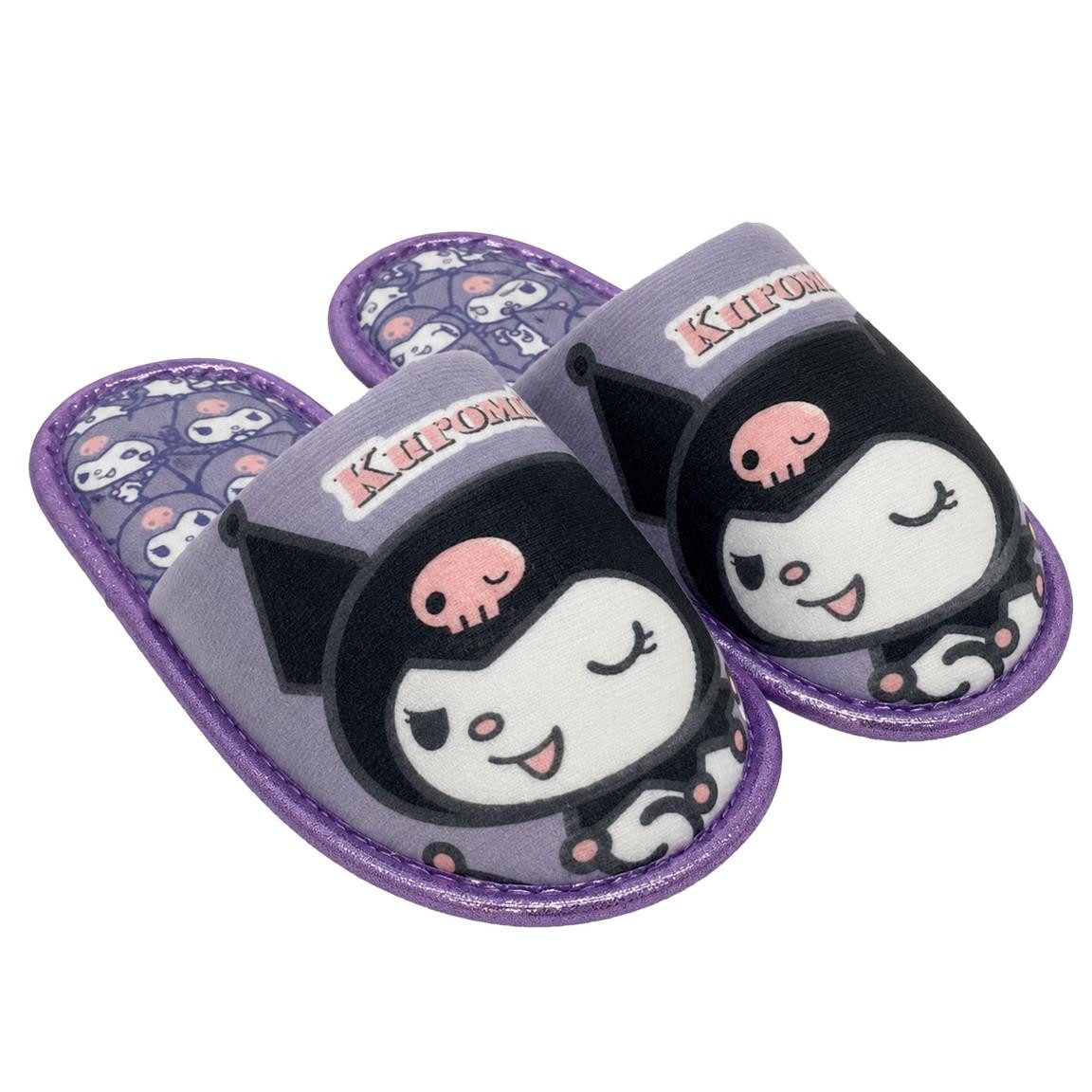 SANRIO Kuromi Kinder Pantoffeln offen für Zuhause Freizeit und Reisen Hausschuh