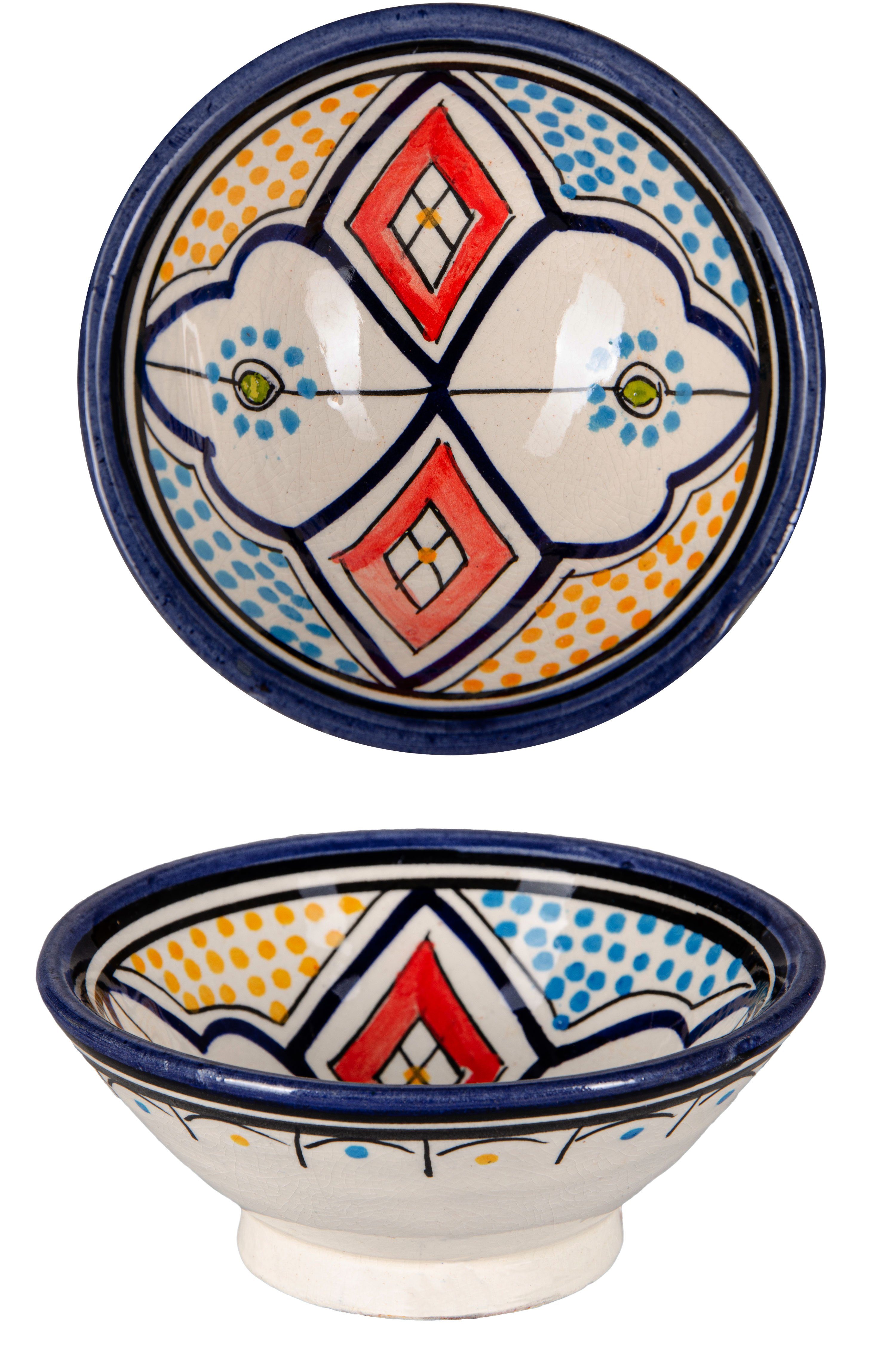 Marrakesch Orient & Mediterran Interior Dipschale Marokkanische Keramikschale Dawud edel aus Keramik in Mehrfarbig 13 cm, Keramik, (1-tlg), Handarbeit