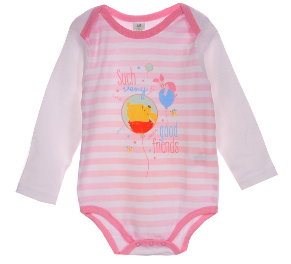 Langarmbody Body für Babys und Kinder in Weiß Rosa gestreift 86 92 aus reiner Baumwolle