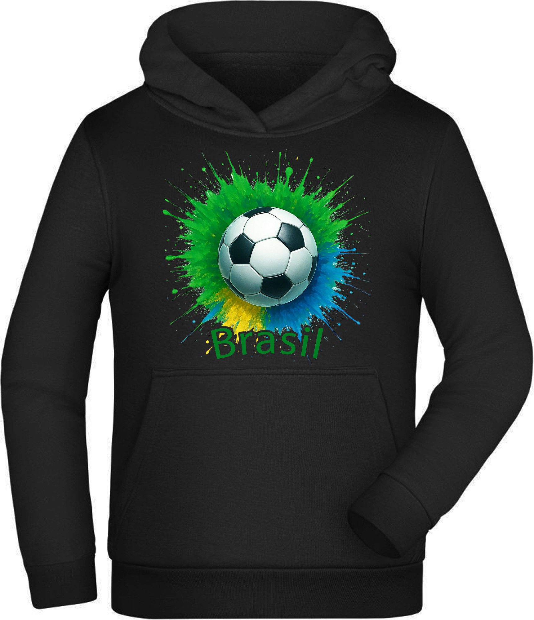 MyDesign24 Hoodie Kinder WM Hoodie Nationalmannschaft Fussball Kapuzensweater – Brasilien Fan Hoodie i672