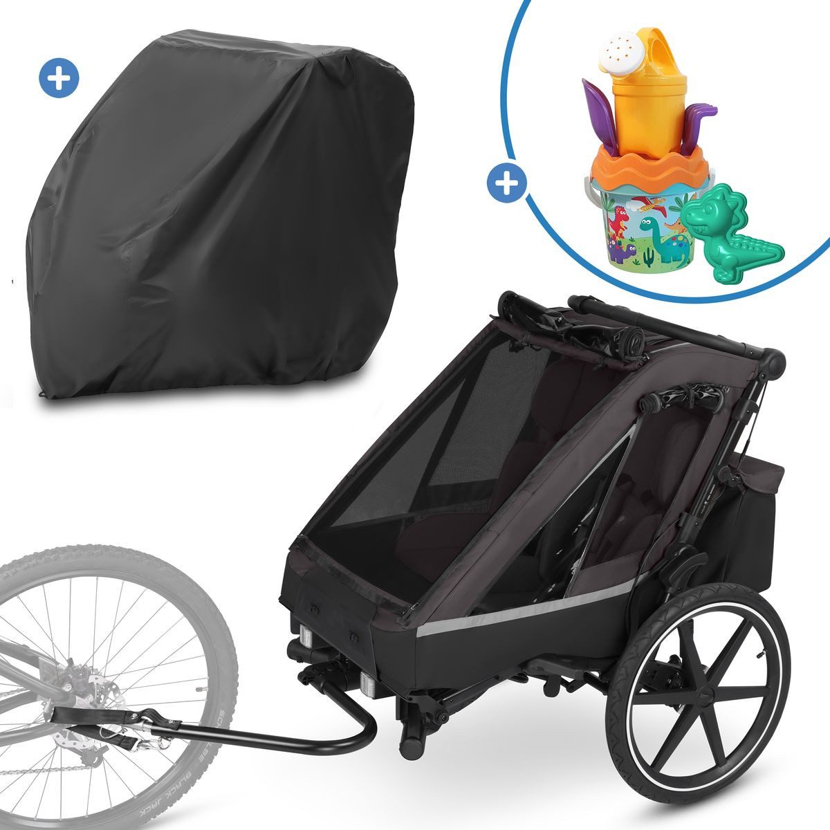 ABC Design Fahrradkinderanhänger Tour 2 - Falcon, Fahrrad Anhänger, Kinderwagen & Jogger für 2 Kinder mit Faltgarage