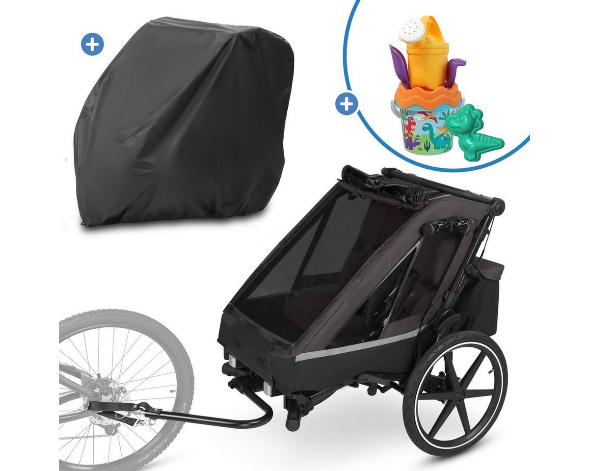 ABC Design Fahrradkinderanhänger Tour 2 - Falcon, Fahrrad Anhänger, Kinderwagen & Jogger für 2 Kinder mit Faltgarage