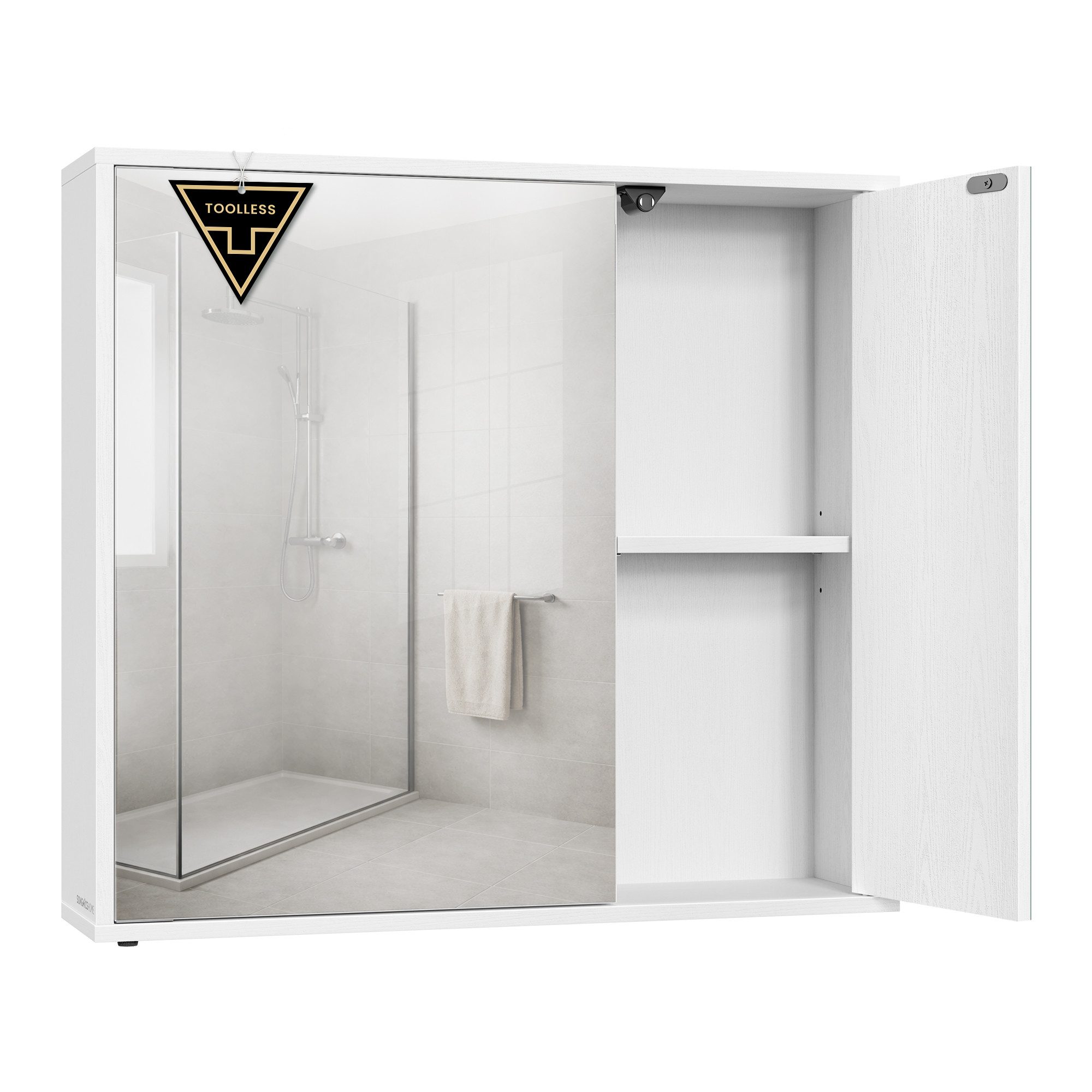 SONGMICS HOME Spiegelschrank Badezimmerschrank, Toolless-Technologie, verstellbare Ablagen
