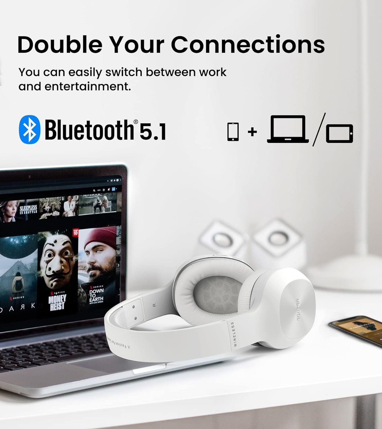 8.0-Geräuschunterdrückung Bluetooth-Headset bei, Stunden) Gaming-Headset Edifier® CVC™ (Anpassbare Dynamisch), Bluetooth, EQ-Voreinstellungen mit oder (Klassisch 55