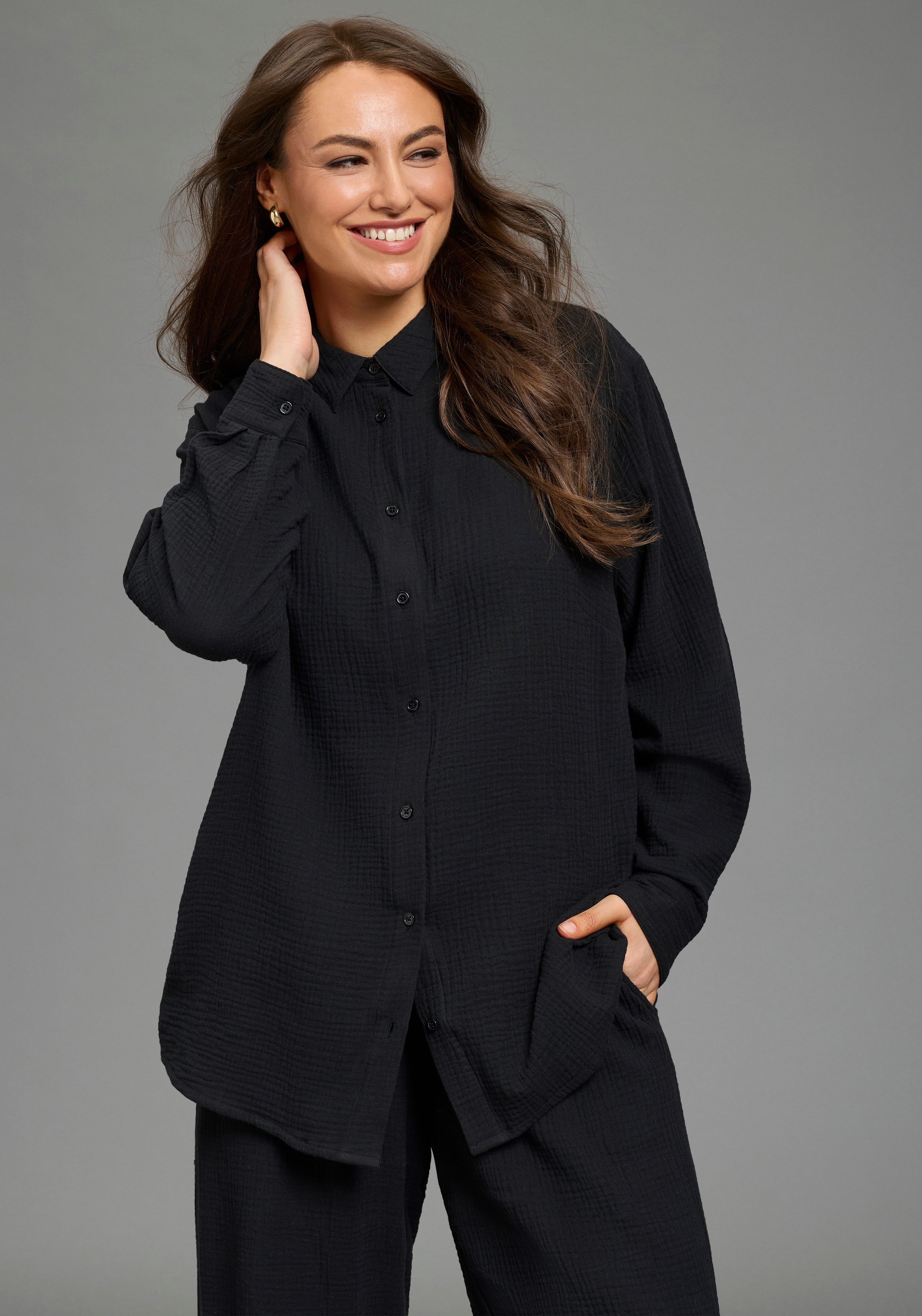 Laura Scott CURVE Hemdbluse aus angenehm weicher Strukturware. € 54,99, (€ 54,99 pro 1 Stk).