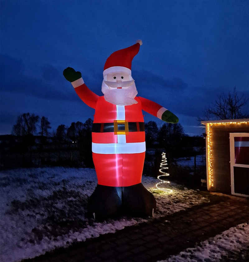 Spetebo Weihnachtsmann XXL LED Weihnachtsmann selbst aufblasbar 400 cm (Stück, 1 St., XXL Weihnachtsmann), Riesen Nikolaus Garten Dekoration beleuchtet