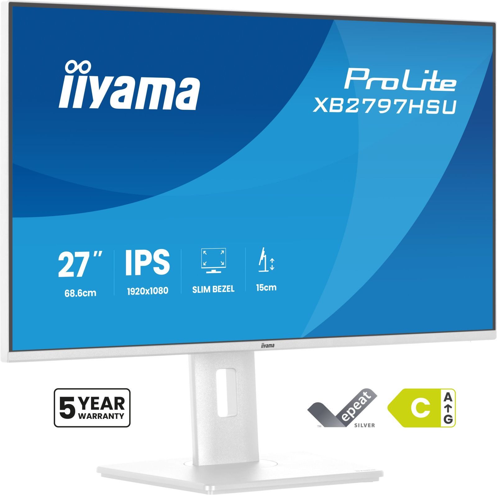 Iiyama XB2797HSU-W1 TFT-Monitor (1920 x 1080 px, Full HD, 1 ms Reaktionszeit, 120 Hz, IPS, Adaptive-Sync, Lautsprecher, HDCP, Kopfhörerbuchse, Höhenverstellbar)