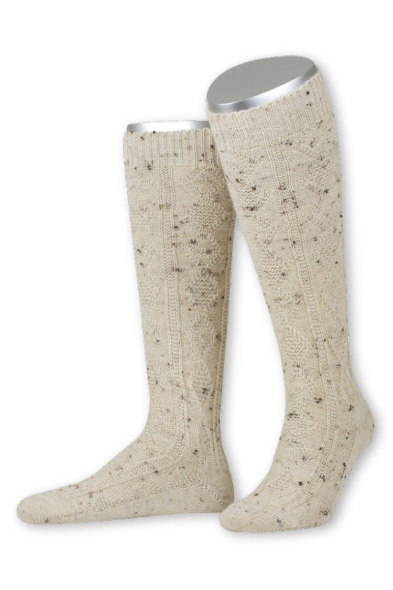 Lusana Trachtensocken Trachten Kniestrümpfe - L5623L - naturmeliert