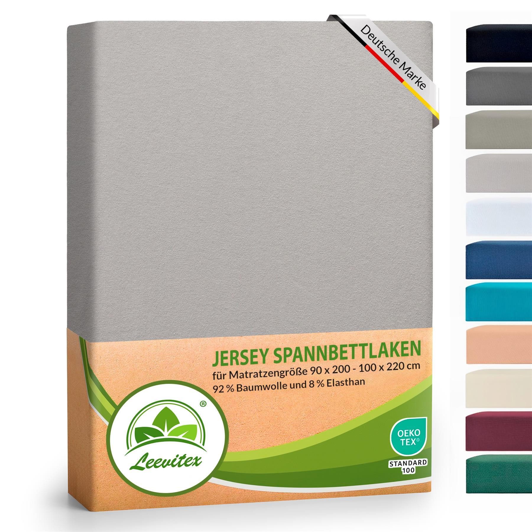 leevitex® Spannbettlaken Luxus Elasthan Jersey Spannbettlaken, Gummizug: Ru günstig online kaufen