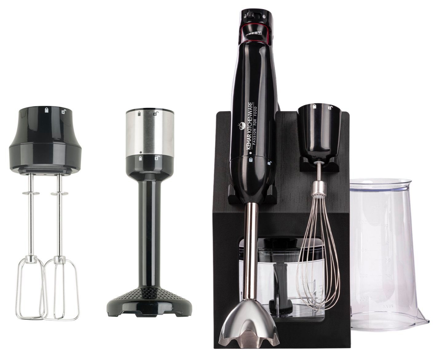 KeMar Kitchenware Stabmixer KSM-1000ES, 1000 W, Aufbewahrungständer enthalten, Titanbeschichtete Pürierstabklinge