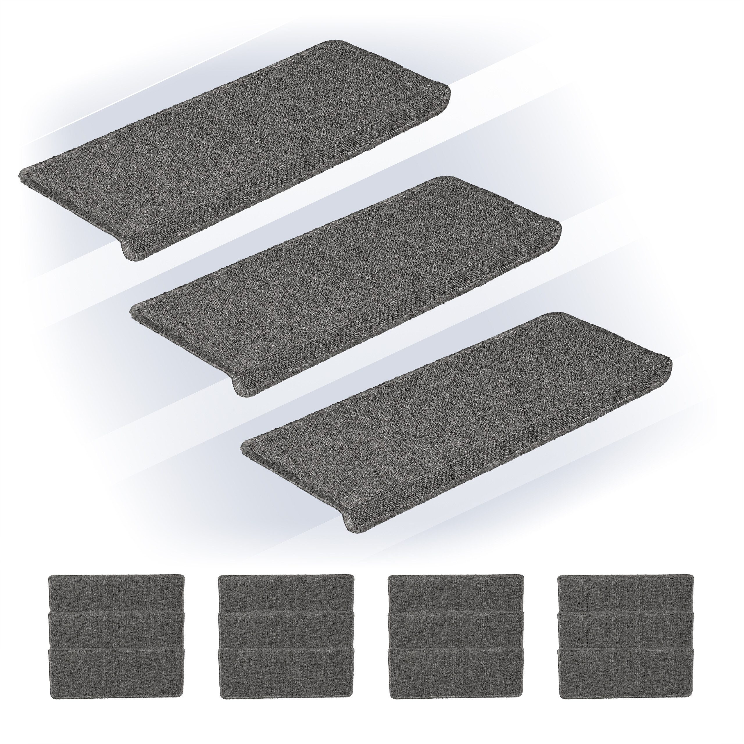 relaxdays Stufenmatte Rechteckige Stufenmatten im 15er Set, Rechteckig, Höhe: 40 mm, grau