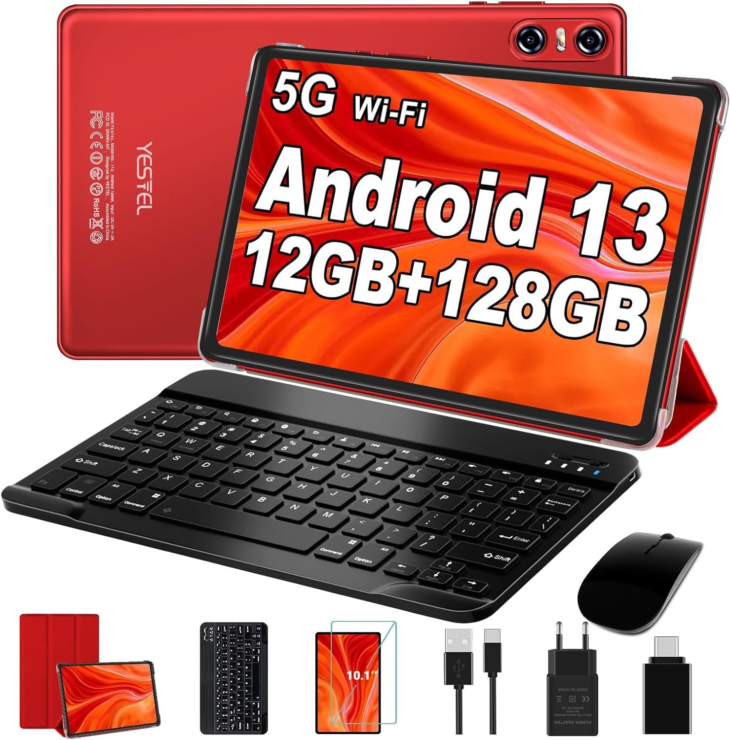 YESTEL 6000 mAh Akku Bluetooth 5.0,5 MP + 8 MP 2 in 1 Tablet (10