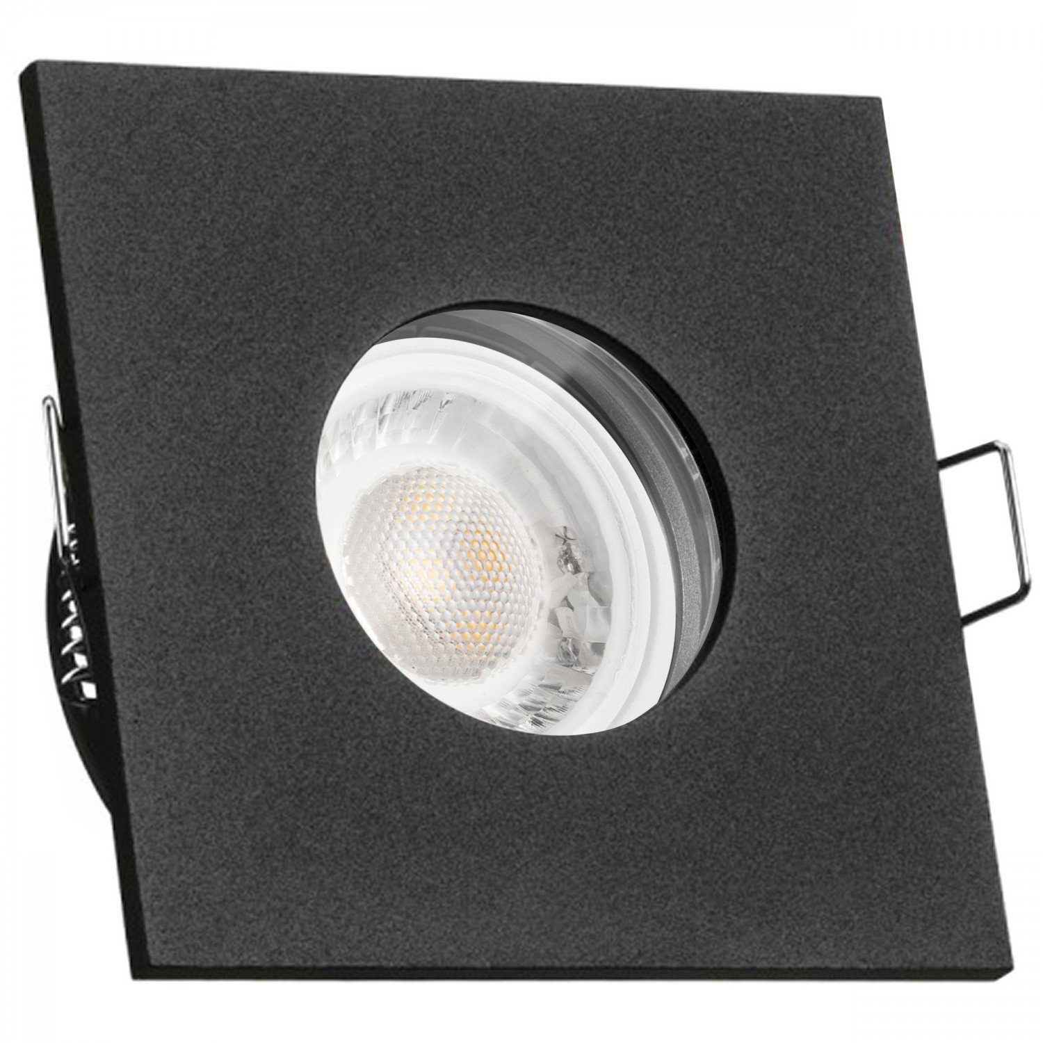 LEDANDO LED Einbaustrahler IP65 LED Einbaustrahler Set extra flach in schwarz mit 5W Leuchtmittel