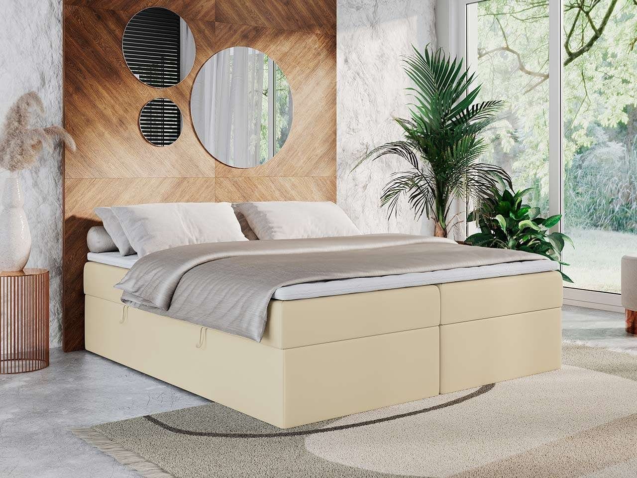 MKS MÖBEL Boxspringbett BASIS, Doppelbett mit Bettkasten, Multipocket-Matratze, zum Schlafzimmer