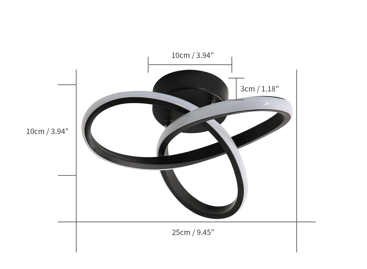 Riserva LED Dekolicht LED Deckenleuchte Schwarz 22W Kleeblatt 6500K Modern, LED wechselbar, Hochwertige Materialien,für Cafés,Kantinen,Restaurants