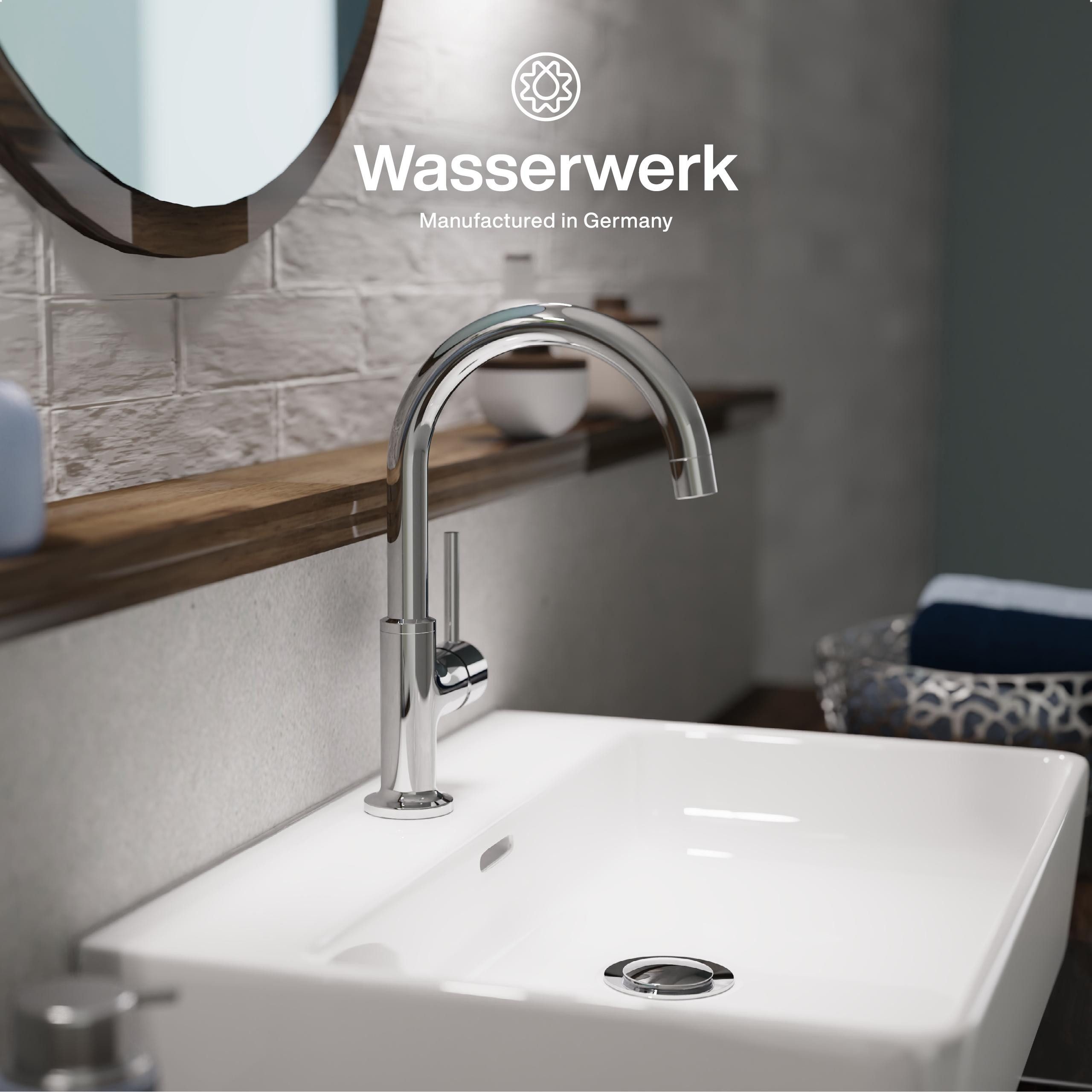 WASSERWERK Waschtischarmatur WT 14 inkl. Popup, 360° schwenkbar, geräuscharm, wassersparend