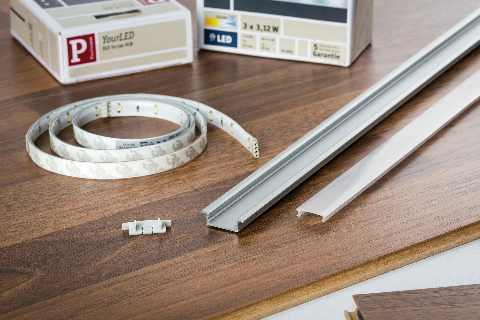 Paulmann Alu mit Diffusor Satin,Alu/Kunststoff 100cm eloxiert, Alu Floor Profil LED-Streifen