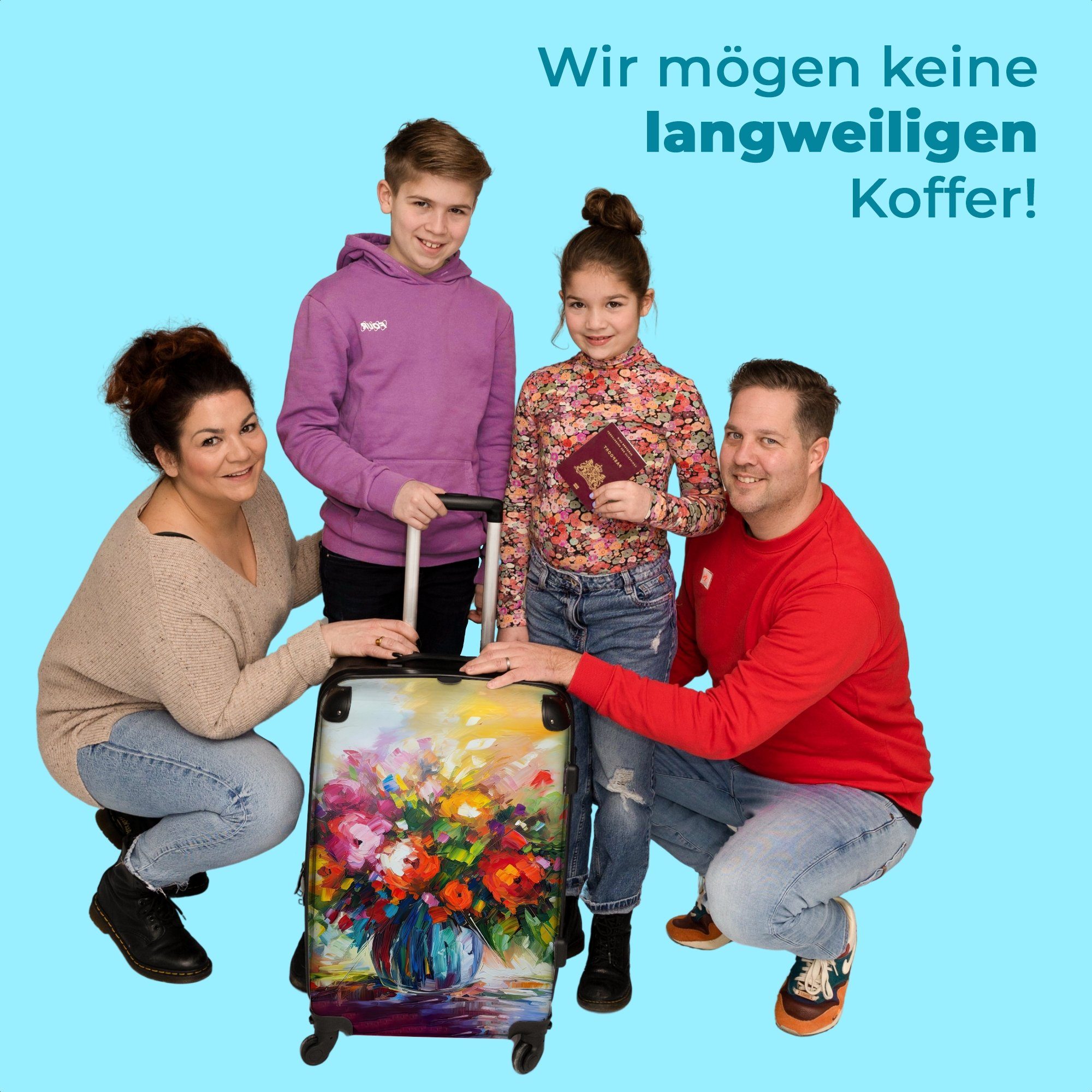 Blumen Rollkoffer 4 Trolley mit Bunt Blumentopf - NoBoringSuitcases.com© 67x43x25cm Rollen Aufgabegepäck Große Koffer Reisekoffer Rollen, - 4 Ölgemälde, - -