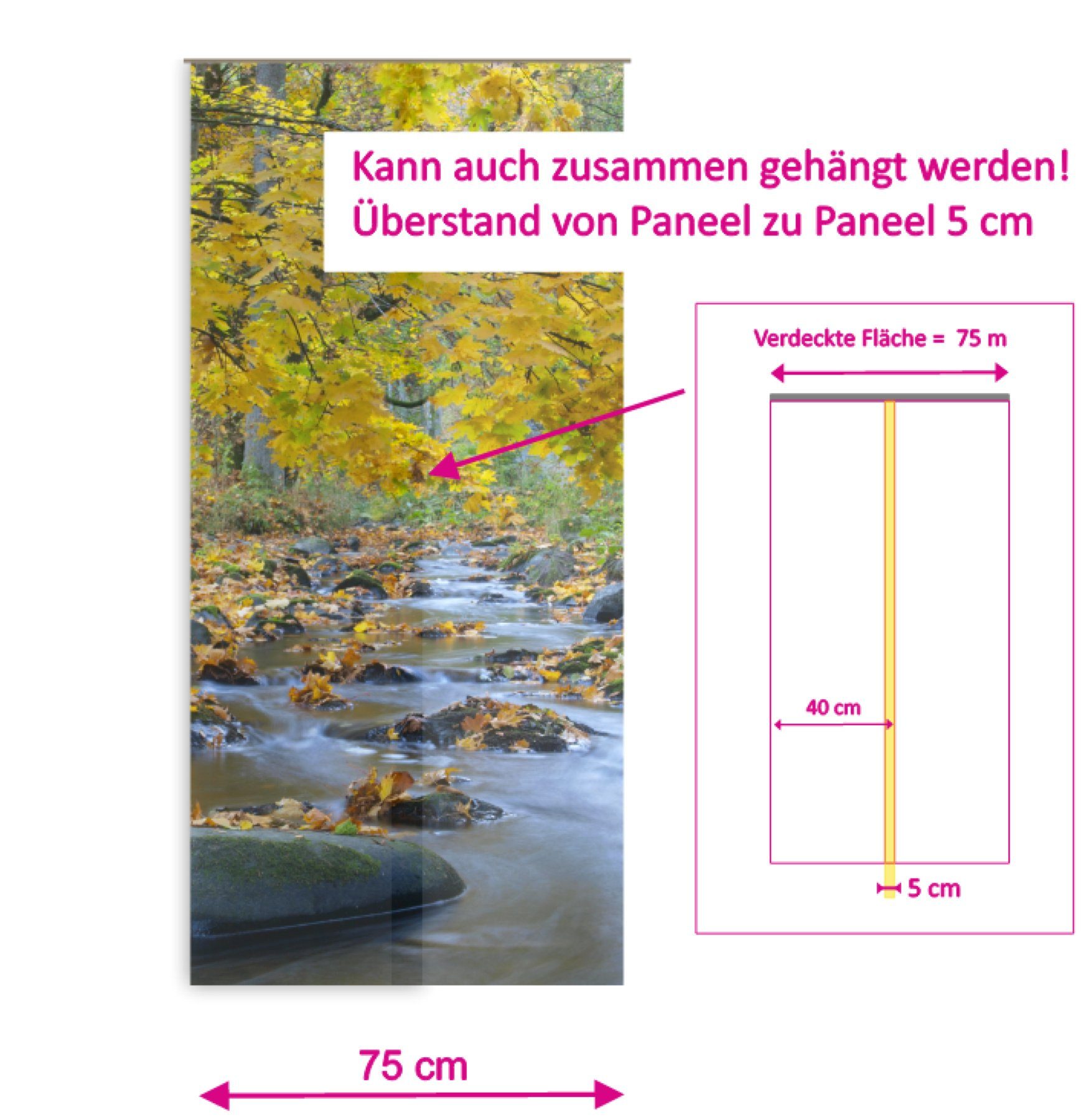 160 Set cm 2er - Schieferherbst lang, 40 cm breit Schiebegardine Flächenvorhang gardinen-for-life