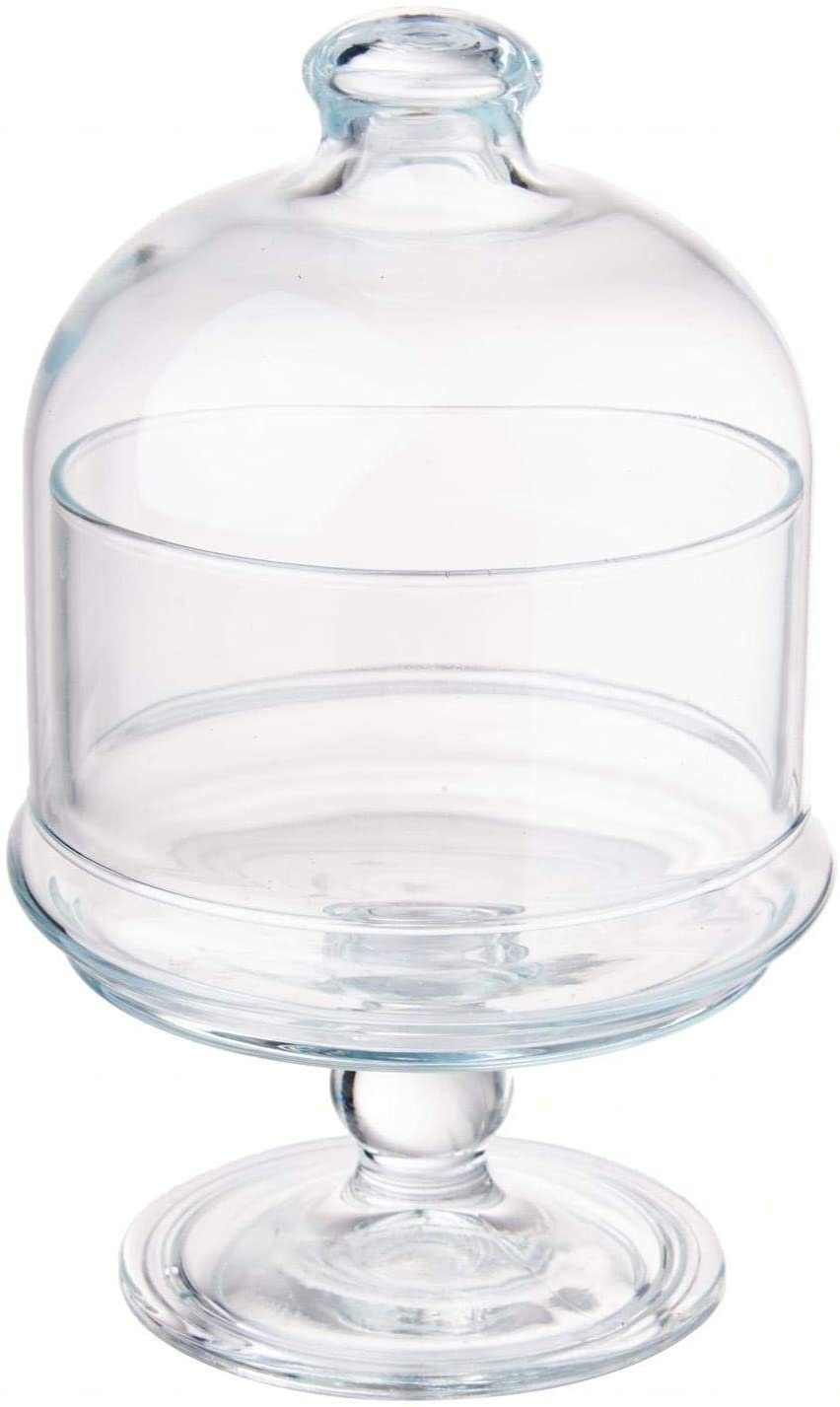 Pasabahce Servierplatte Mini Patisserie mit Haube, aus Glas für Dessert, Pralinen 220cc