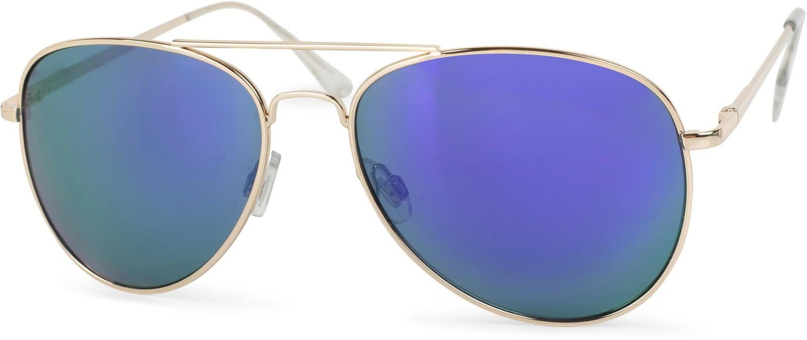 Sonnenbrille Pilotenbrille Fliegerbrille Brille Verspiegelt Gold Blau 
