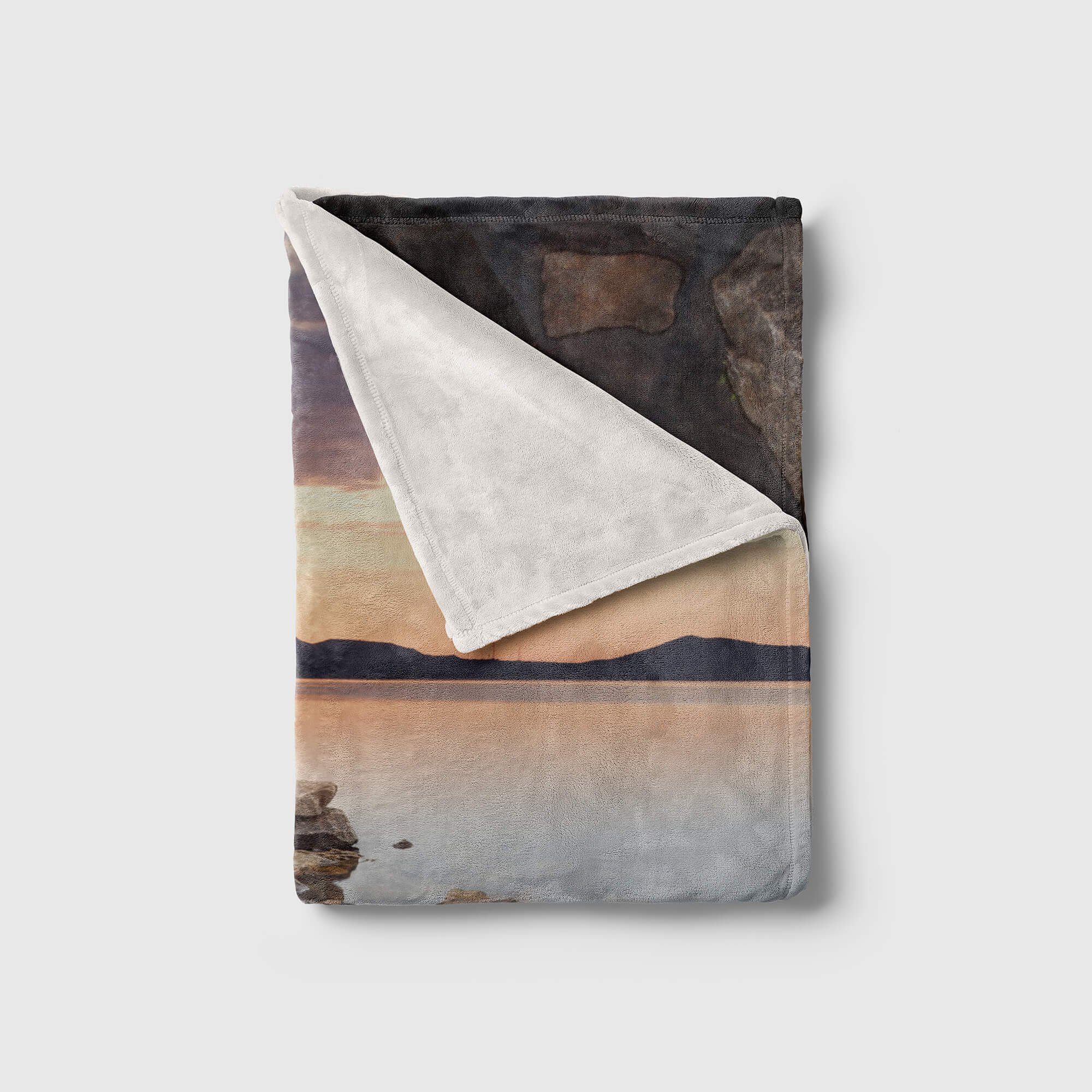 Sinus Art (1-St), Handtücher Strandhandtuch Kuscheldecke Handtuch mit Horizon, Meer Handtuch Berge Saunatuch Fotomotiv Baumwolle-Polyester-Mix