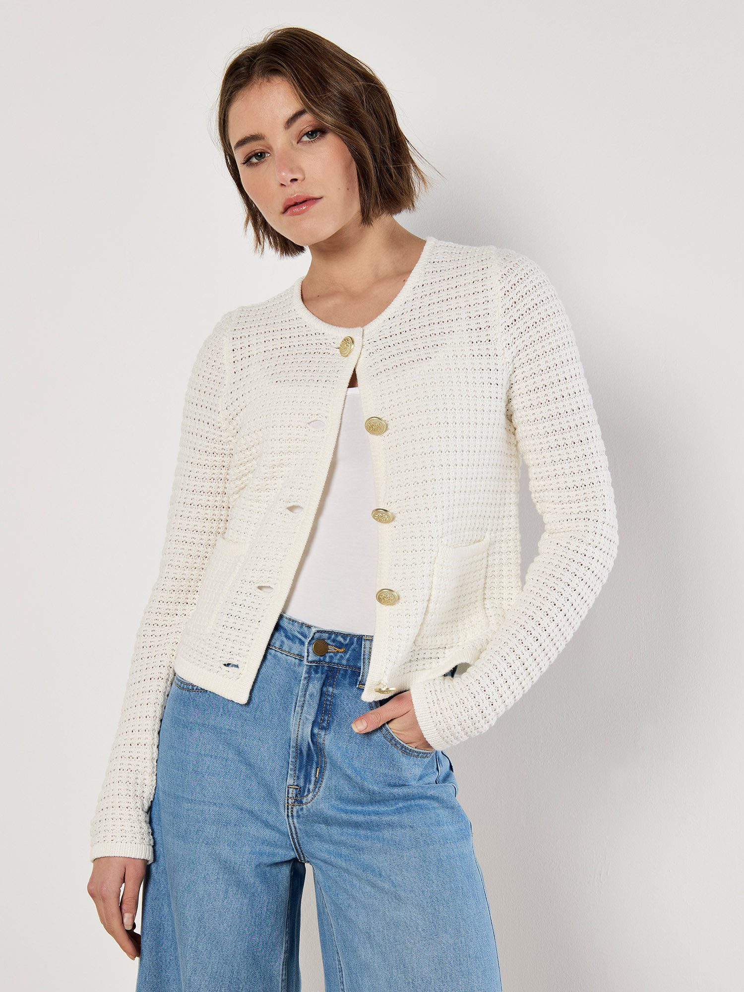 Apricot Cardigan Waffelstrick-Cardigan, mit Taschen günstig online kaufen