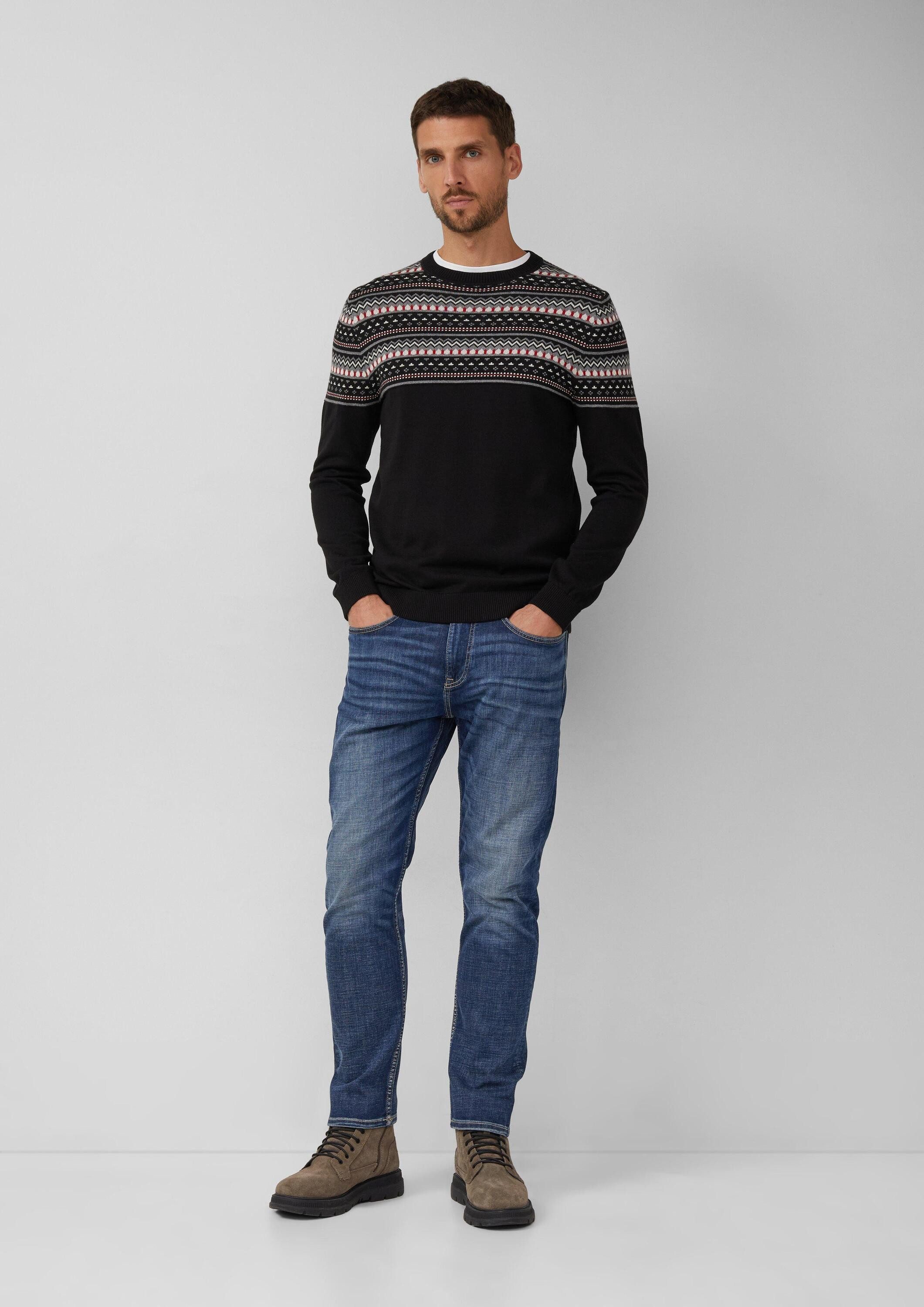 s.Oliver Longpullover Strickpullover Baumwollpullover mit Norwegermuster
