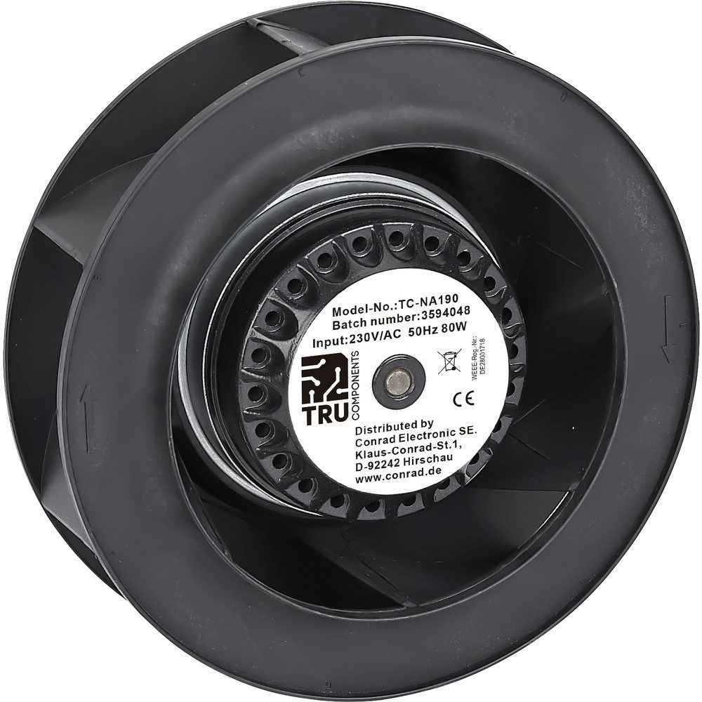 TRU COMPONENTS Gehäuselüfter TRU COMPONENTS TC-NA190 Radiallüfter 230 V/AC 570 m³/h (x H) 190 mm