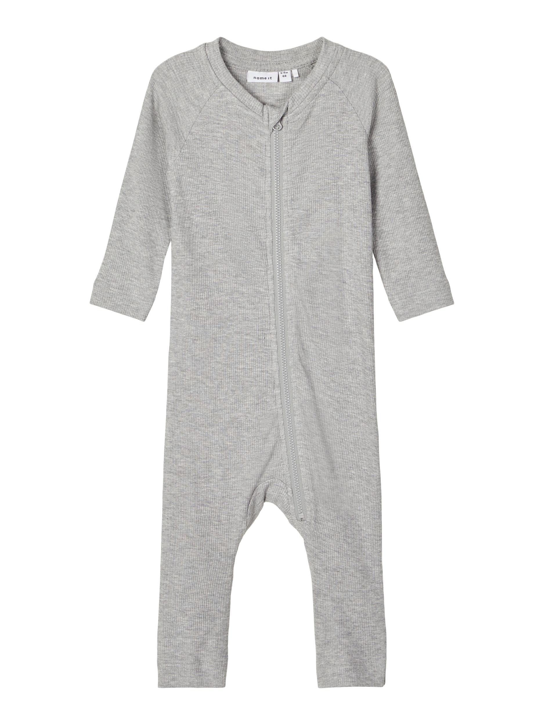 Strampler Jungen Strampler ohne Fuß mit Reißverschluss Grey Melange-86