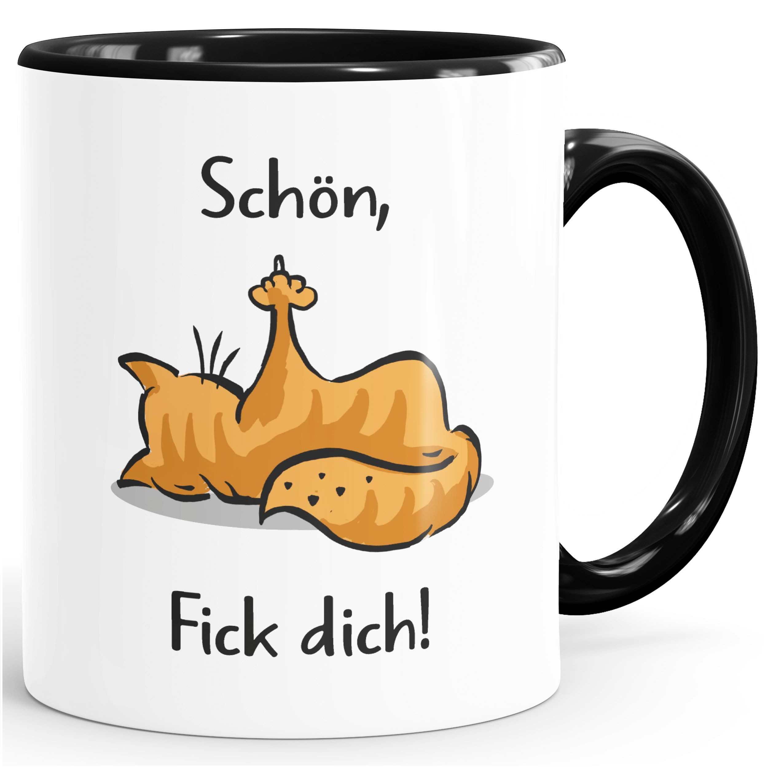 MoonWorks Tasse Kaffee-Tasse Spruch Katze Sarkasmus Schön Fick Dich! Kein Bock Büro, Keramik