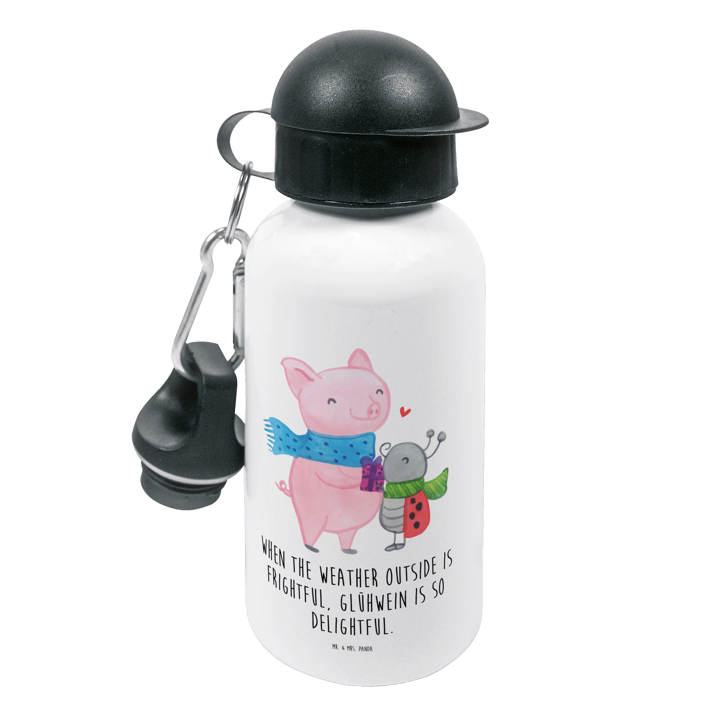 W & - Kreatives Glühschwein Geschenk, - Mrs. Mr. Trinkflasche Smörle Panda Design, Glühschwein Weiß