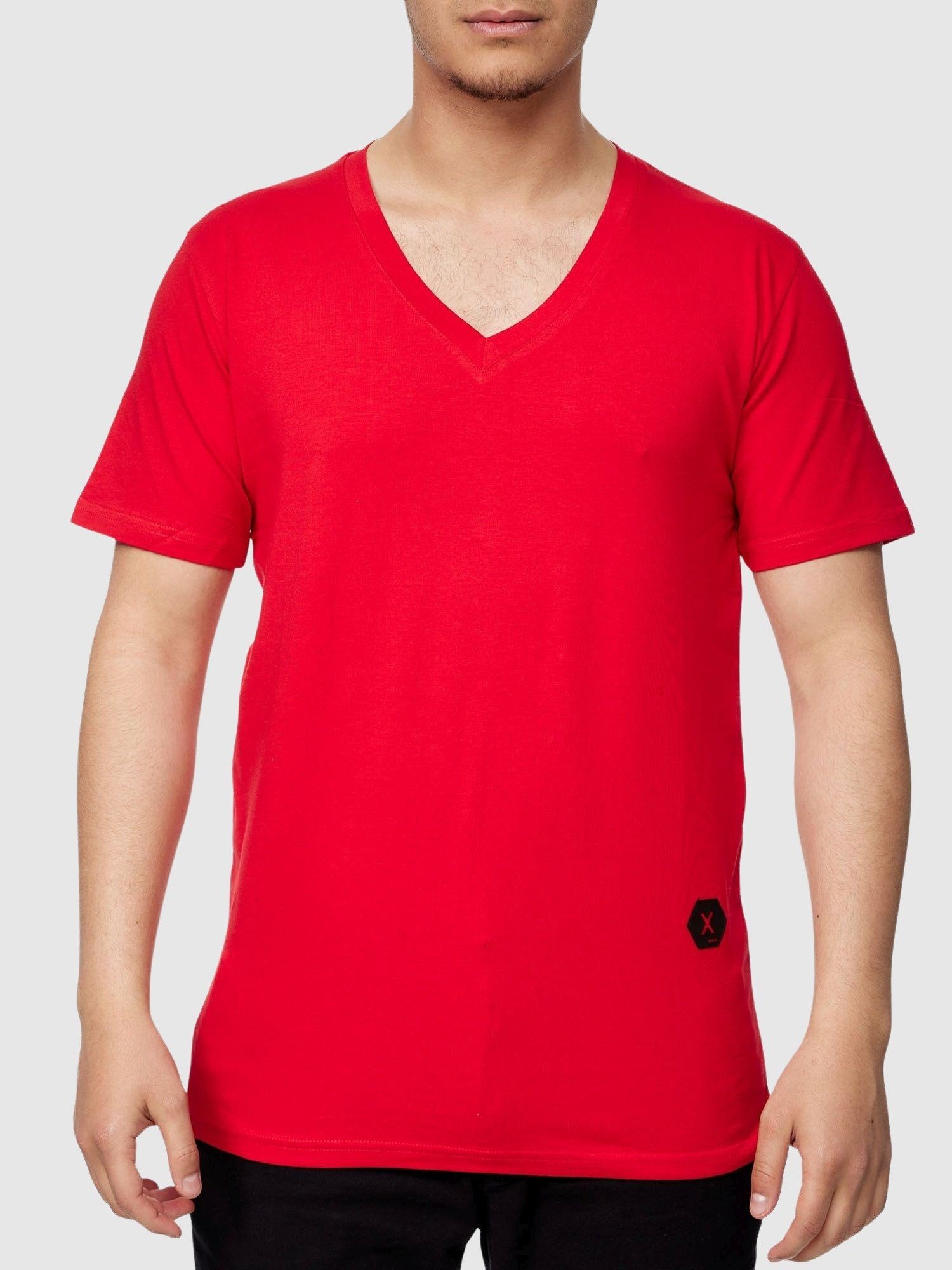 Tee T-Shirt Fitness Polo T Freizeit Männer Tshirt Polo Kayna Herren Casual Tee, Kurzarmshirt Kayna (Shirt Rot T-Shirt John 1-tlg) Poloshirt Shirt für John