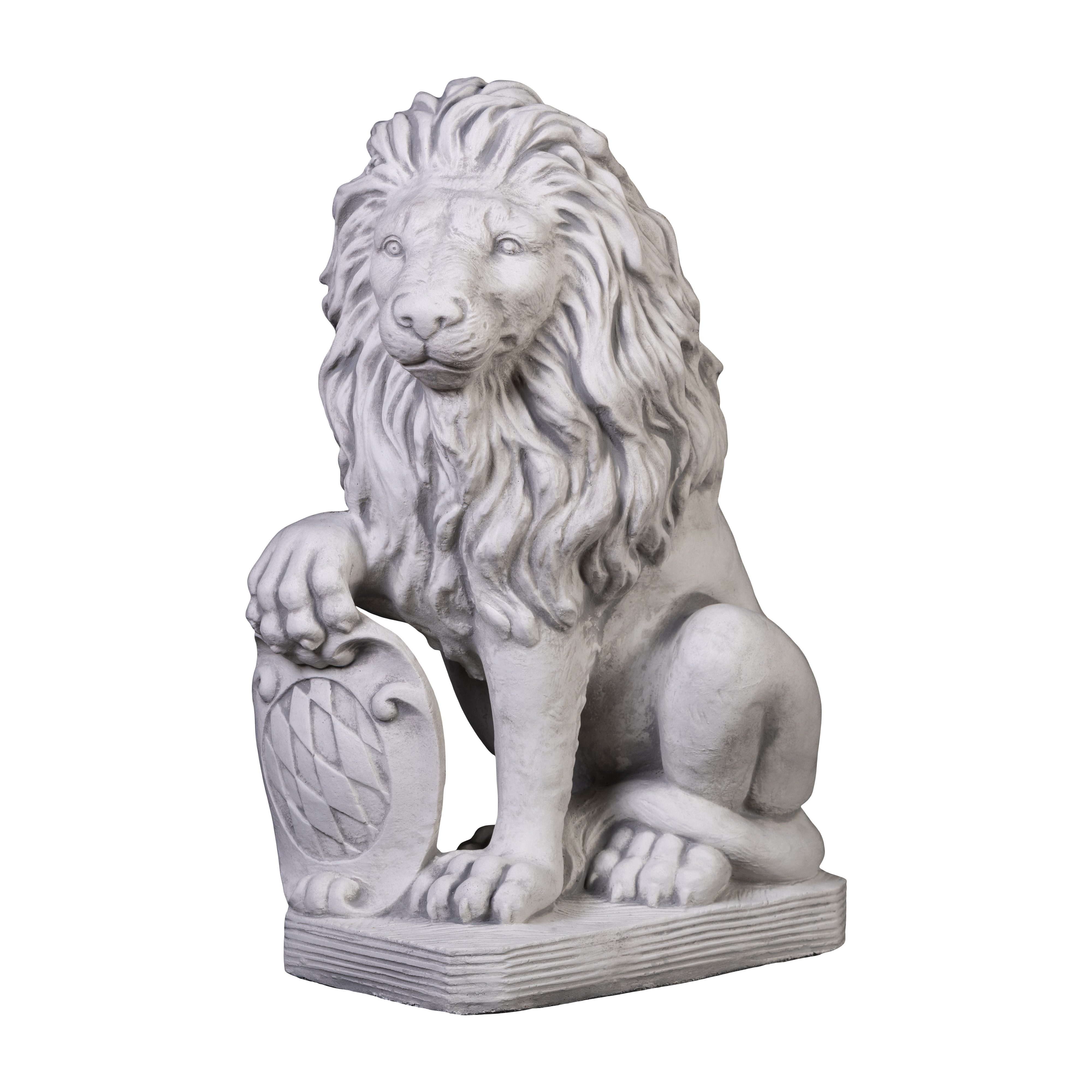 gartendekoparadies.de Gartenfigur Löwen Statuen mit Schild, Steinfiguren, Steinguss, H. 54 cm, je 40 kg, Frostsicher