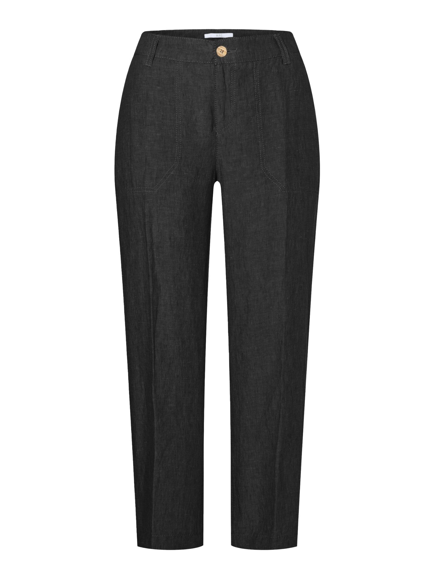 MAC Stretch-Hose schwarz,Casual,Leinen,Meliert,Wide Leg,Mittel