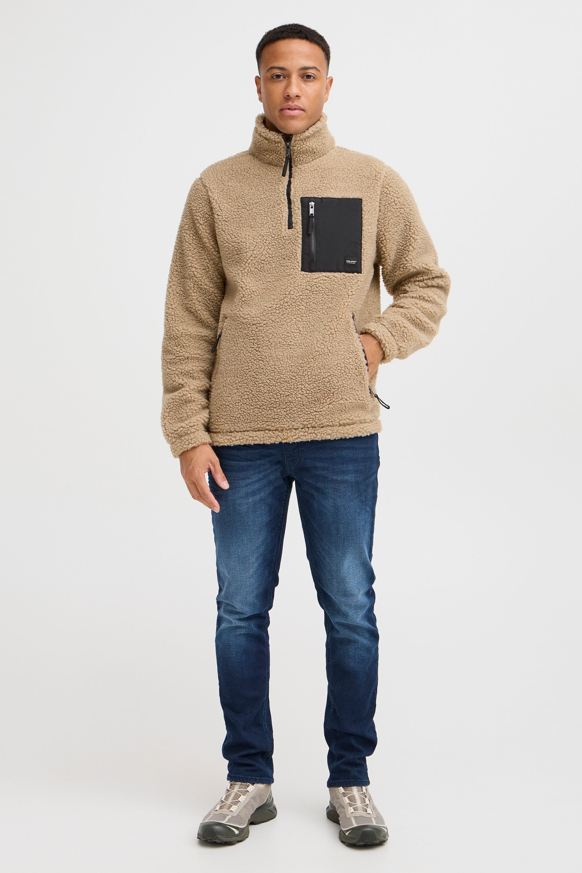 Blend Fleecejacke BHTotto (1-St) Lässiger Troyer in Teddy-Optik