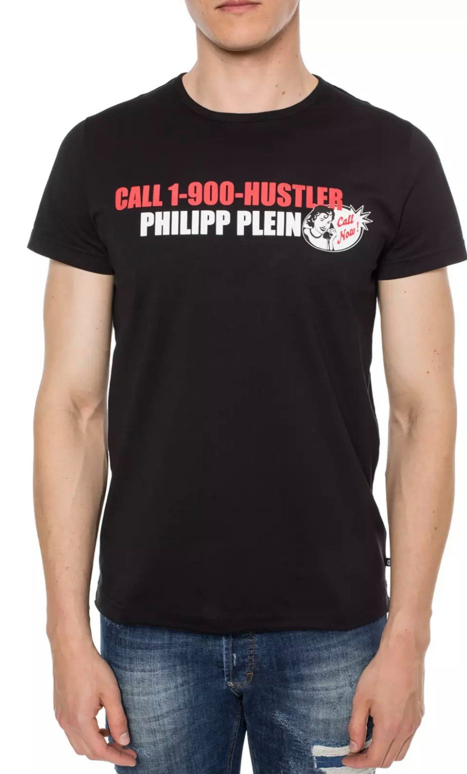 PHILIPP PLEIN T-Shirt Platinum Cut Round Neck Statement Shirt Saumnähte mit Zweinadelstich,Hexagonales Logo,Gerippter Halsausschnitt