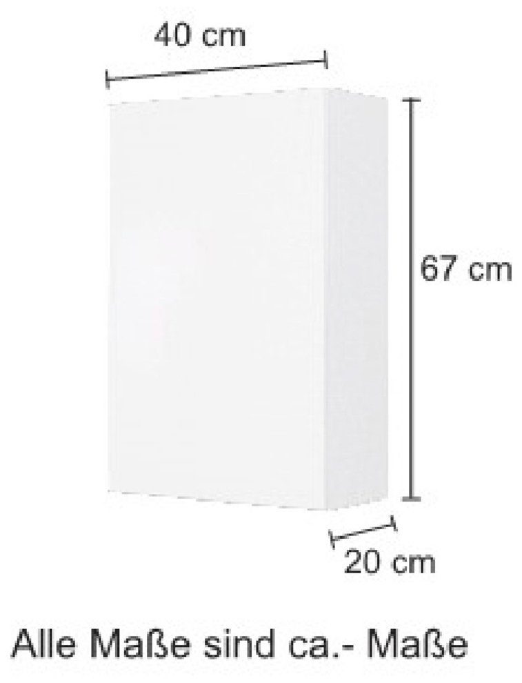 HELD MÖBEL | BxTxH: weiß wotaneiche 40x20x64 Kaunas Hängeschrank cm