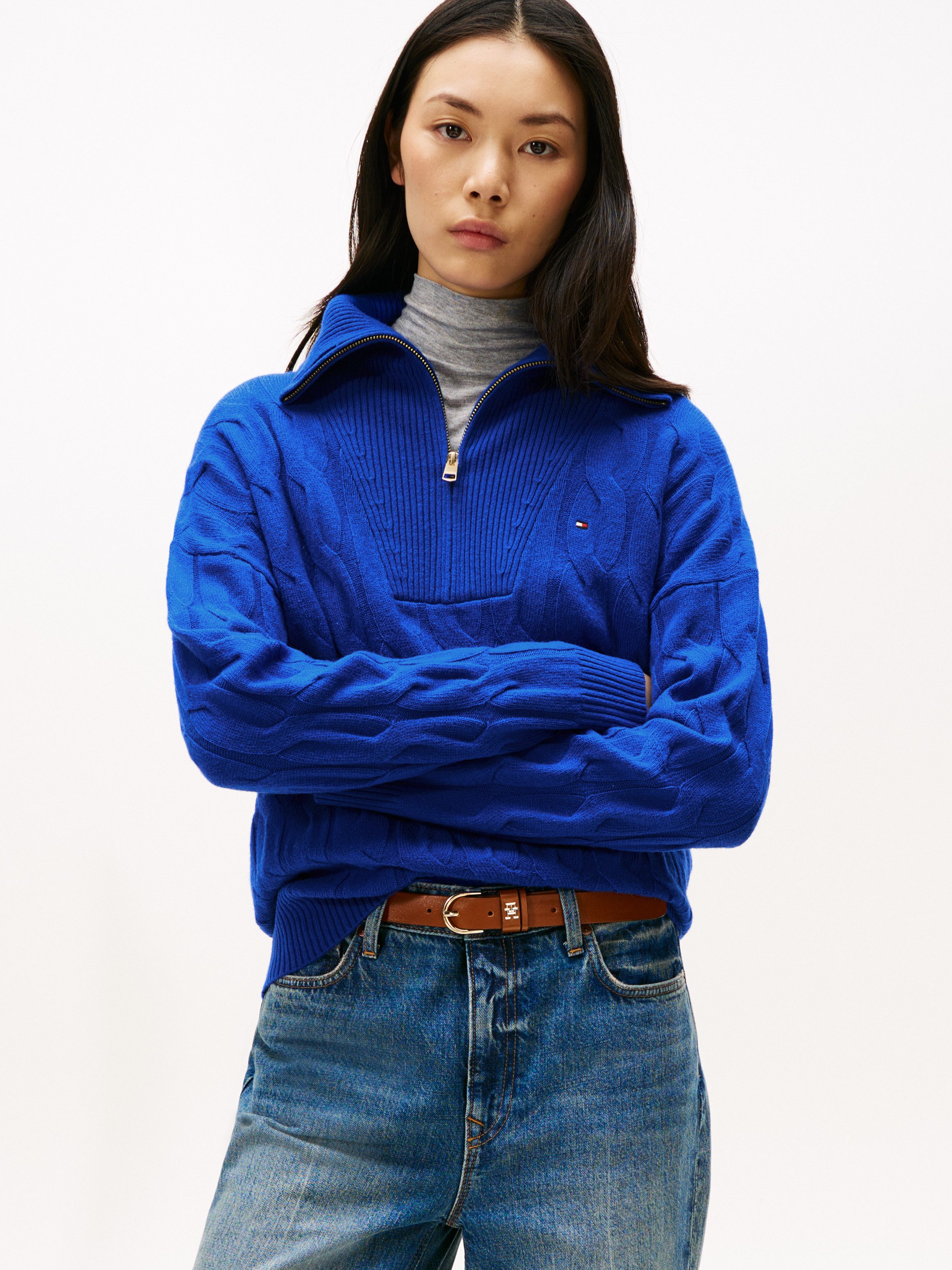 Tommy Hilfiger Troyer SOFT WOOL CABLE günstig online kaufen