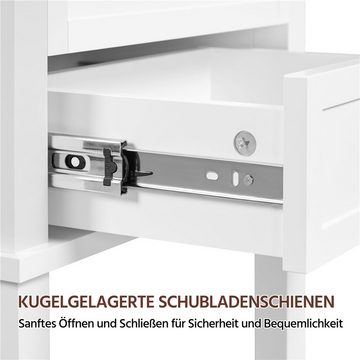 Yaheetech Nachttisch, Nachtschrank mit Steckdose & USB-Anschlüsse Beistelltisch, Weiß