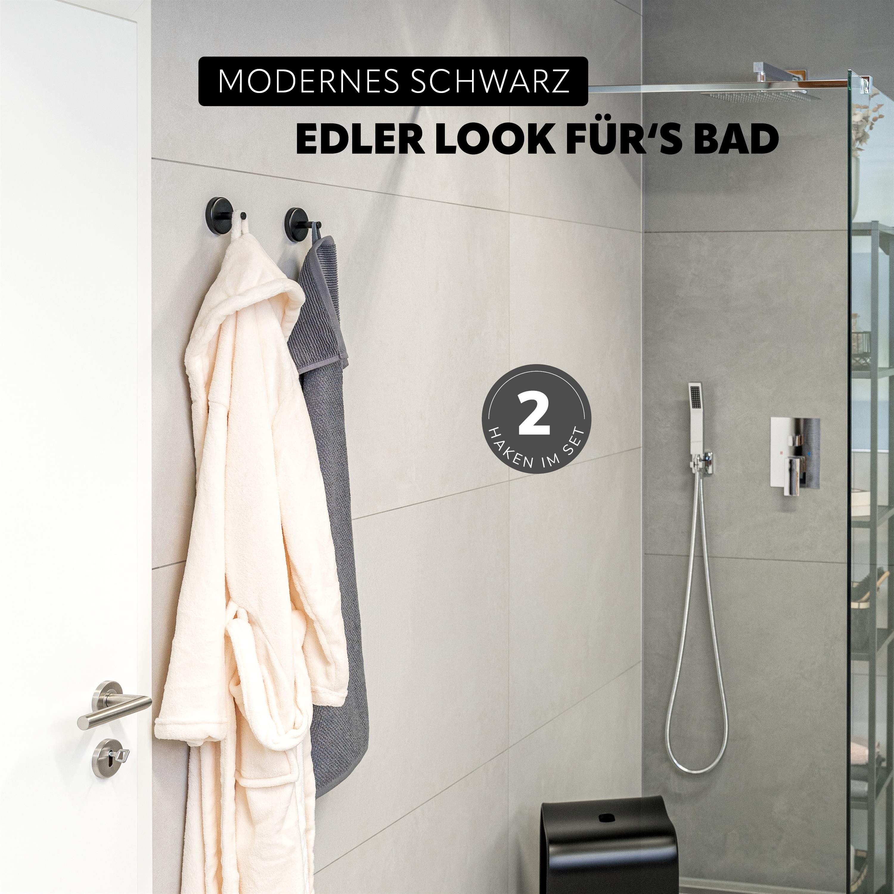 bremermann Handtuchhaken Bad-Serie PIAZZA BLACK - 2er Set, matt schwarz, (2-St)