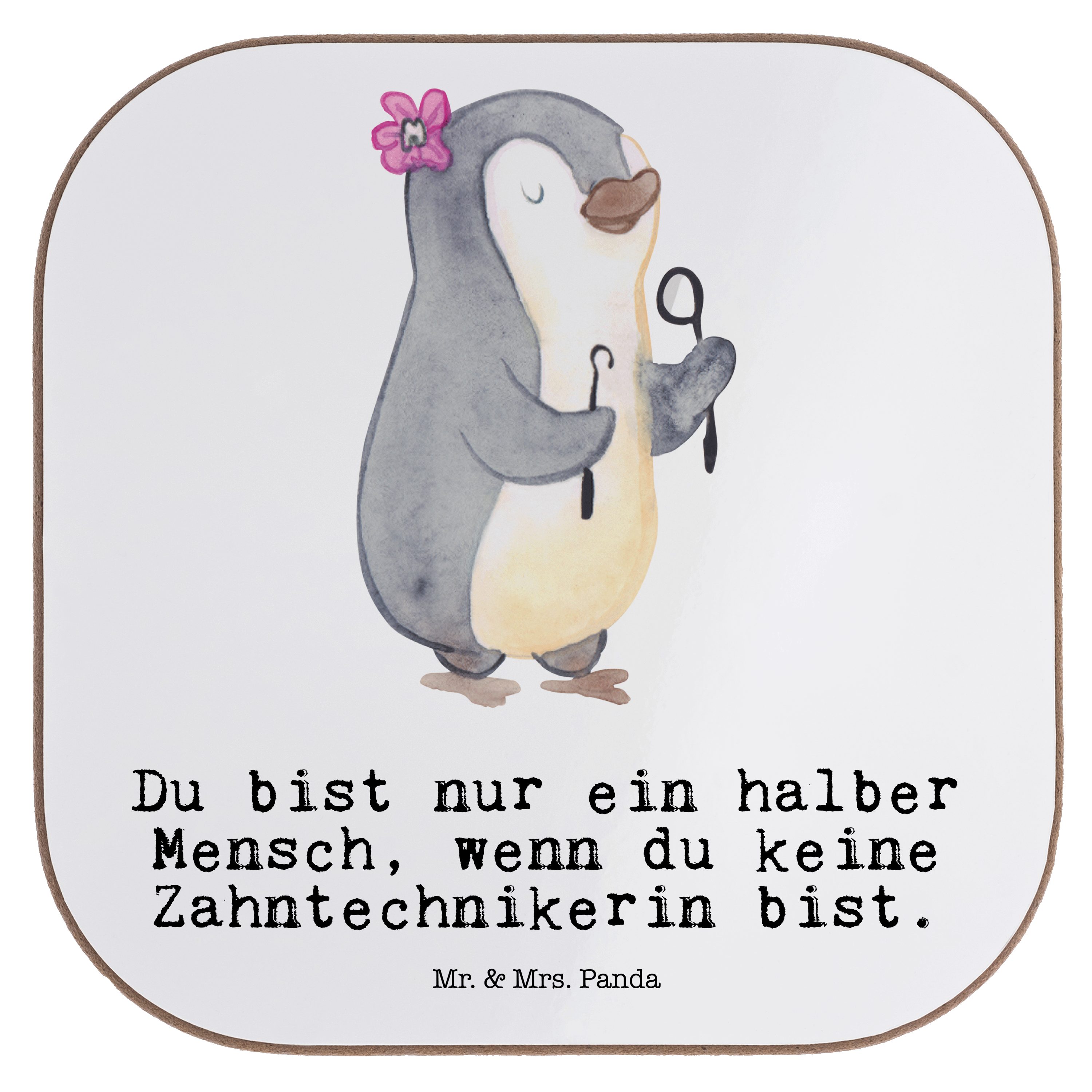 Geschenk, Herz Mitarbeiter, Bierdeckel, & Zahntechnikerin Mr. - Mrs. Weiß Getränkeuntersetzer Panda 1-tlg. mit -