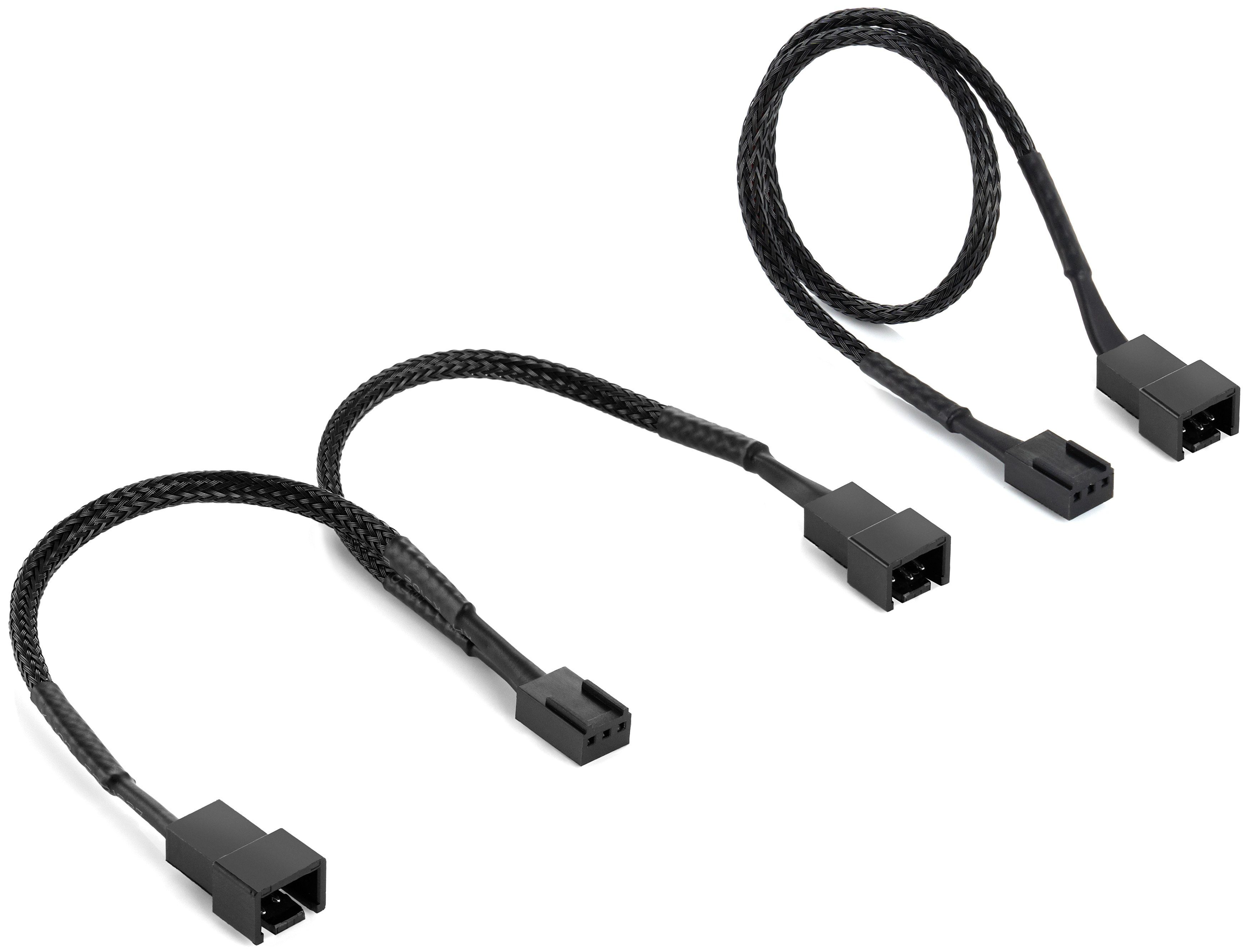 Poppstar 4-Pin oder 3-Pin Lüfter Kabel Set (15cm Y-Kabel) Computer-Kabel,  1x Buchse auf 2x Stecker (30 cm), Verlängerungskabel Anschluss Prozessor-/  Gehäuselüfter an Mainboard