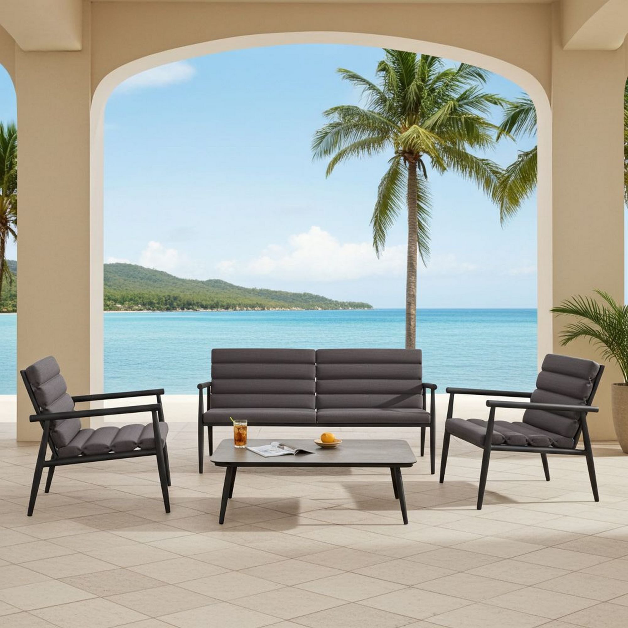 Lesli Living Gartenlounge-Set Lesli Living Lounge-Set "Harper Stone" anthrazit/grau