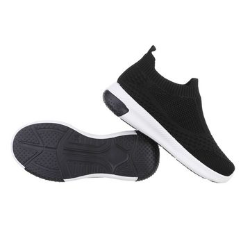 Ital-Design Kinder Low-Top Freizeit Sneaker Flach Freizeitschuhe in Schwarz