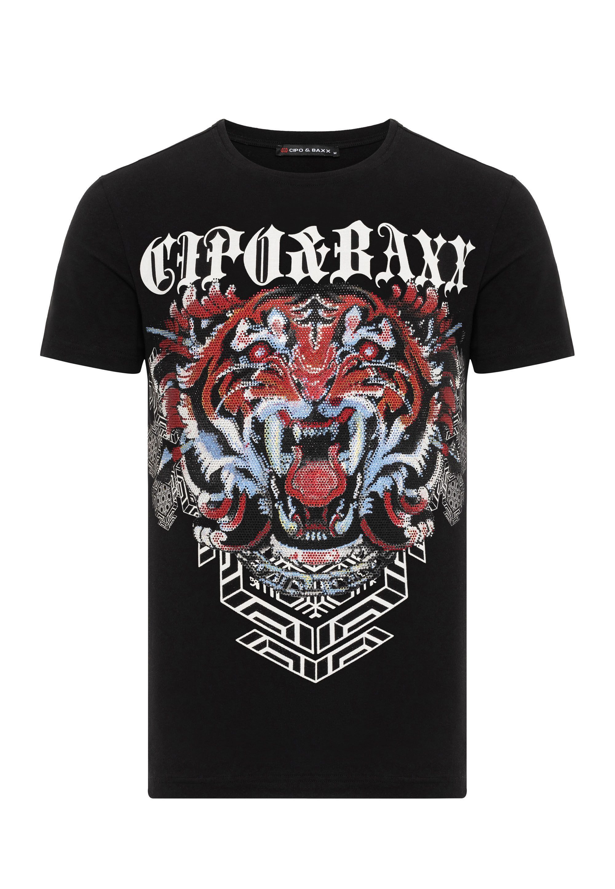 Cipo & Baxx T-Shirt T-Shirt mit Löwen-Grafikdruck günstig online kaufen